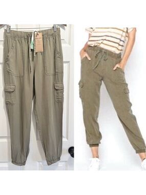 NWT Thread & Supply Cargo Joggers Olive Green Tencel Pants Size Small NEW